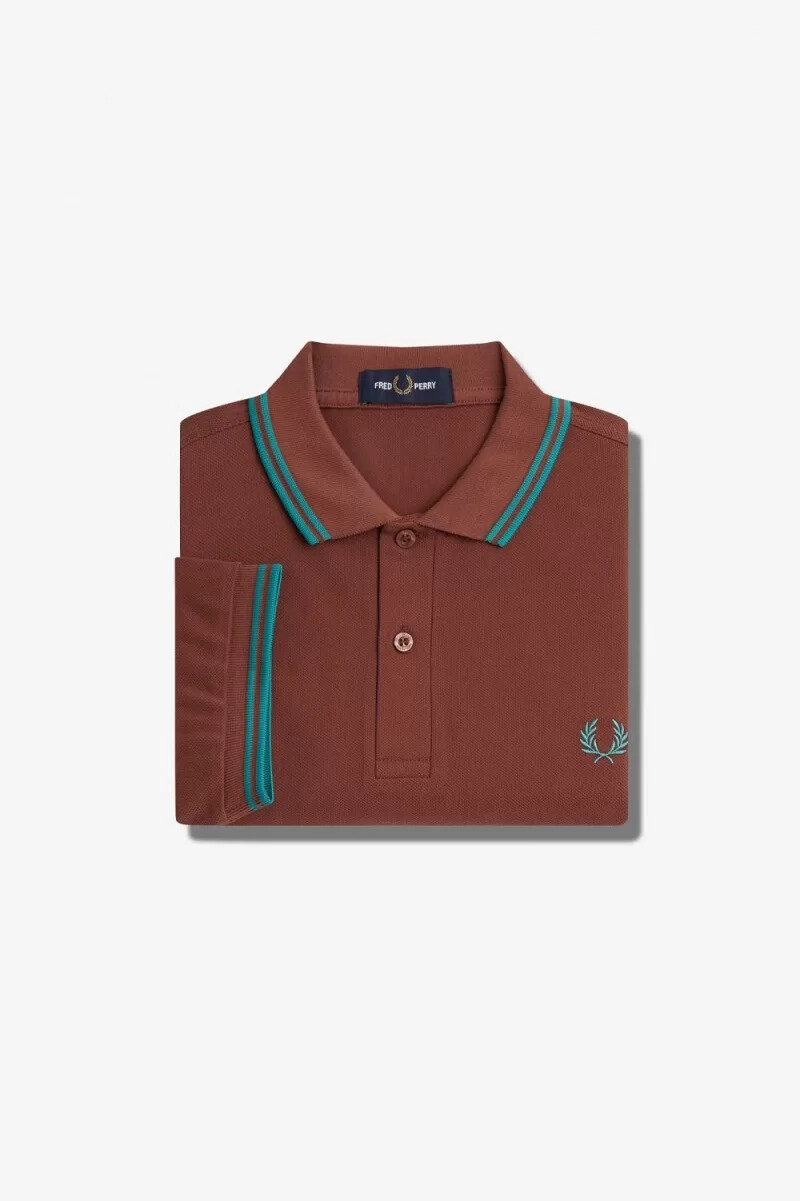 fred perry m3600 herrenhemd whiskybraun tiefmint tiefmint