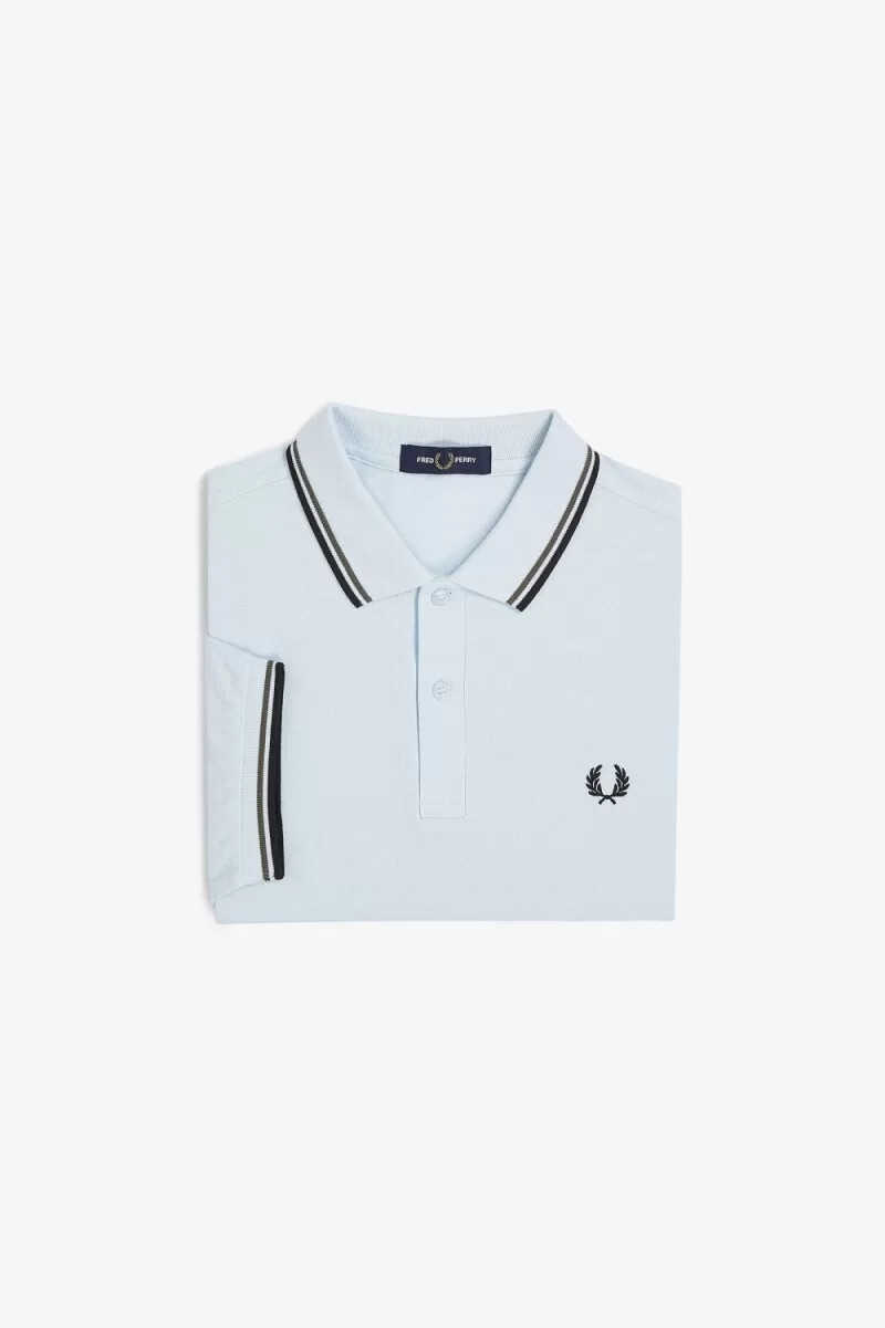 fred perry m3600 herrenhemd hellblau feldgrün schwarz