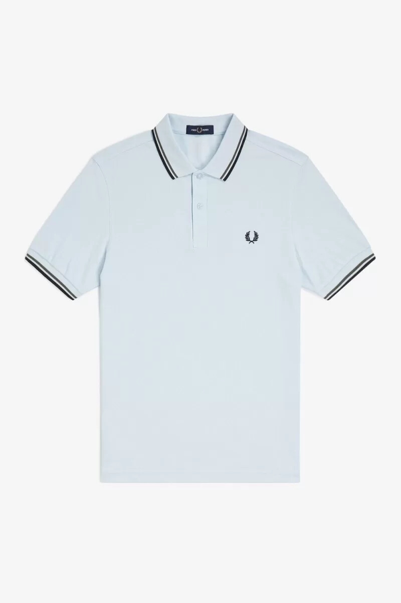 fred perry m3600 herrenhemd hellblau feldgrün schwarz