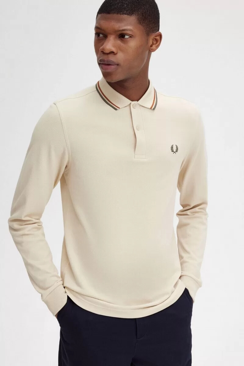fred perry m3636 herrenhemd haferbraun feldgrün