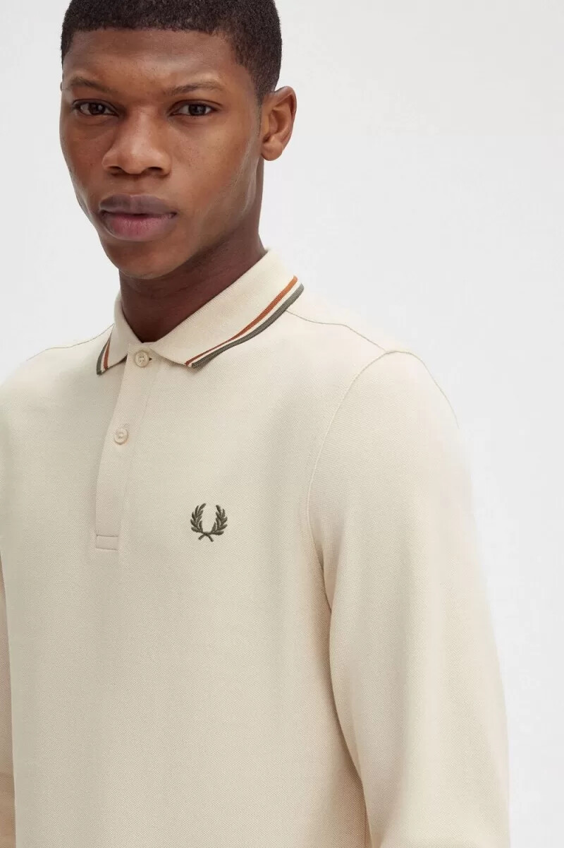 fred perry m3636 herrenhemd haferbraun feldgrün