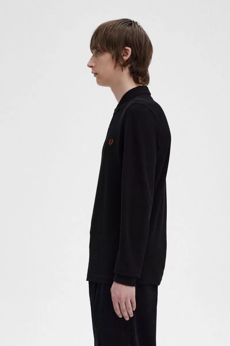 fred perry m6006 herrenhemd schwarz whisky braun