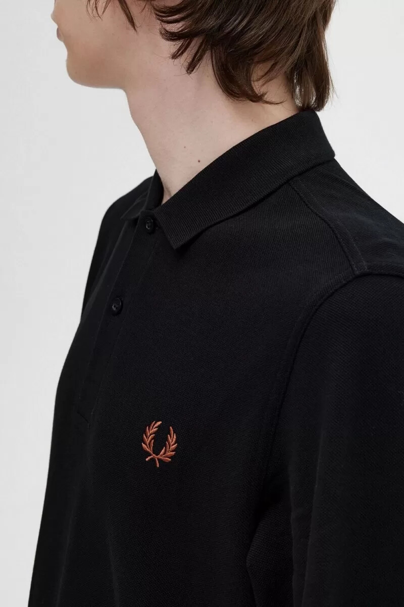 fred perry m6006 herrenhemd schwarz whisky braun