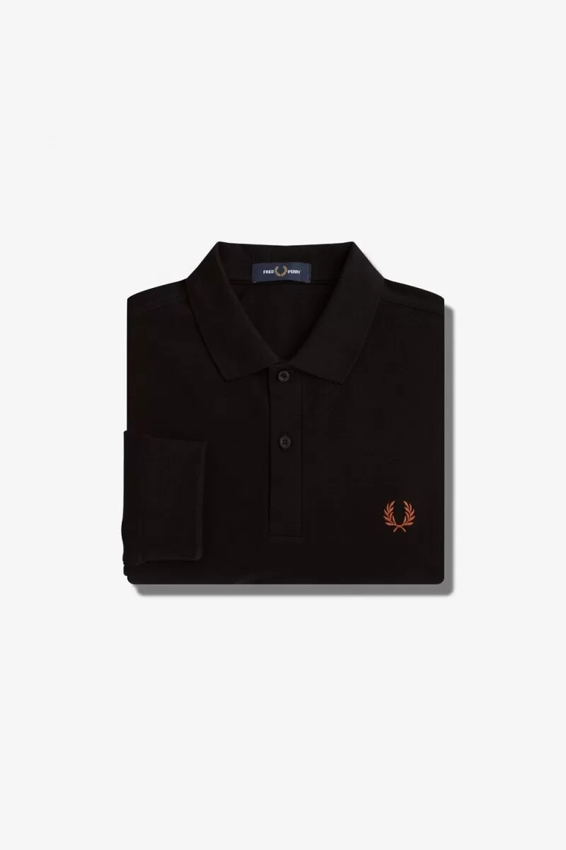 fred perry m6006 herrenhemd schwarz whisky braun