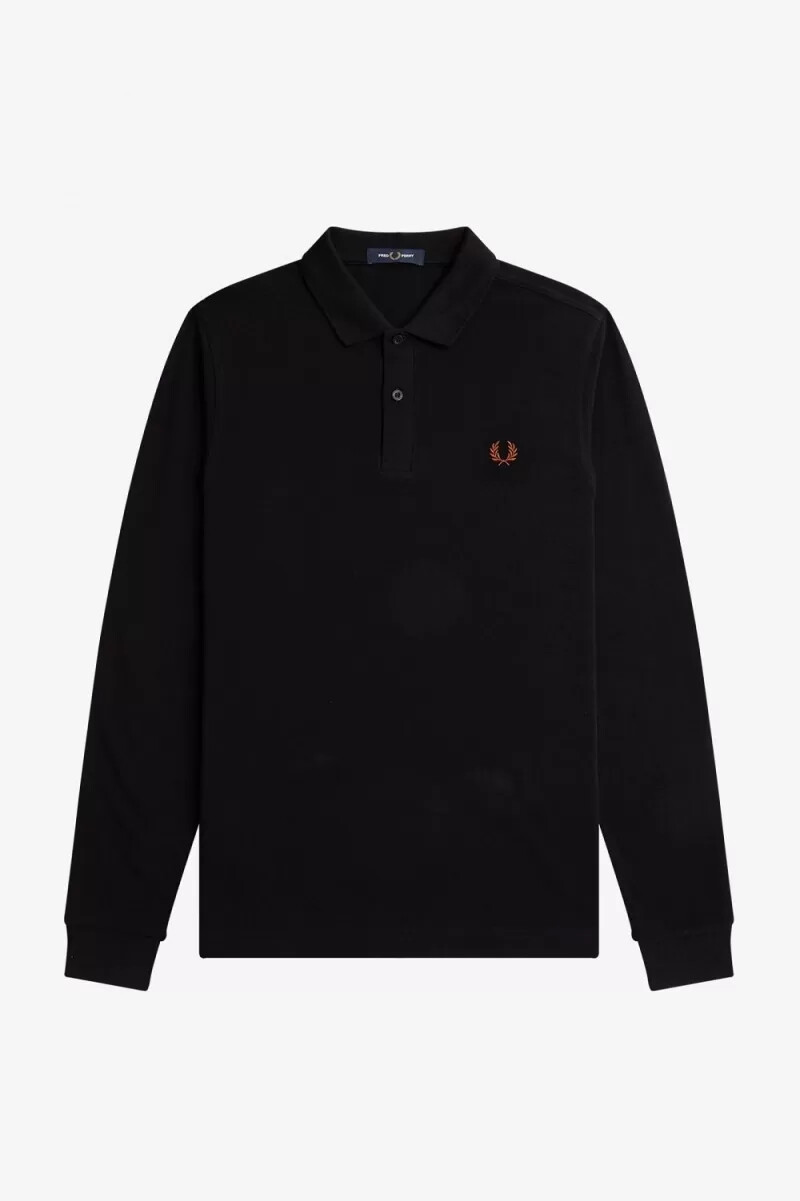 fred perry m6006 herrenhemd schwarz whisky braun
