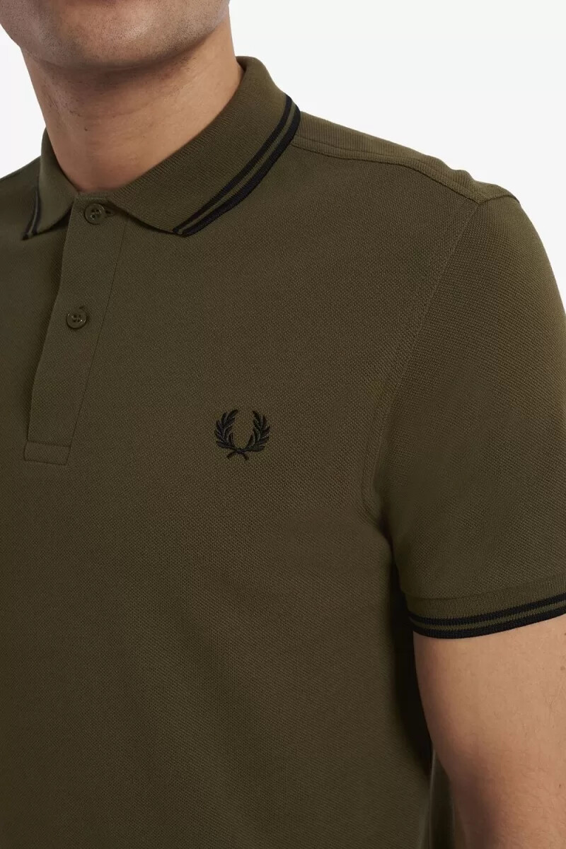 fred perry m3600 herrenhemd uniform grün schwarz