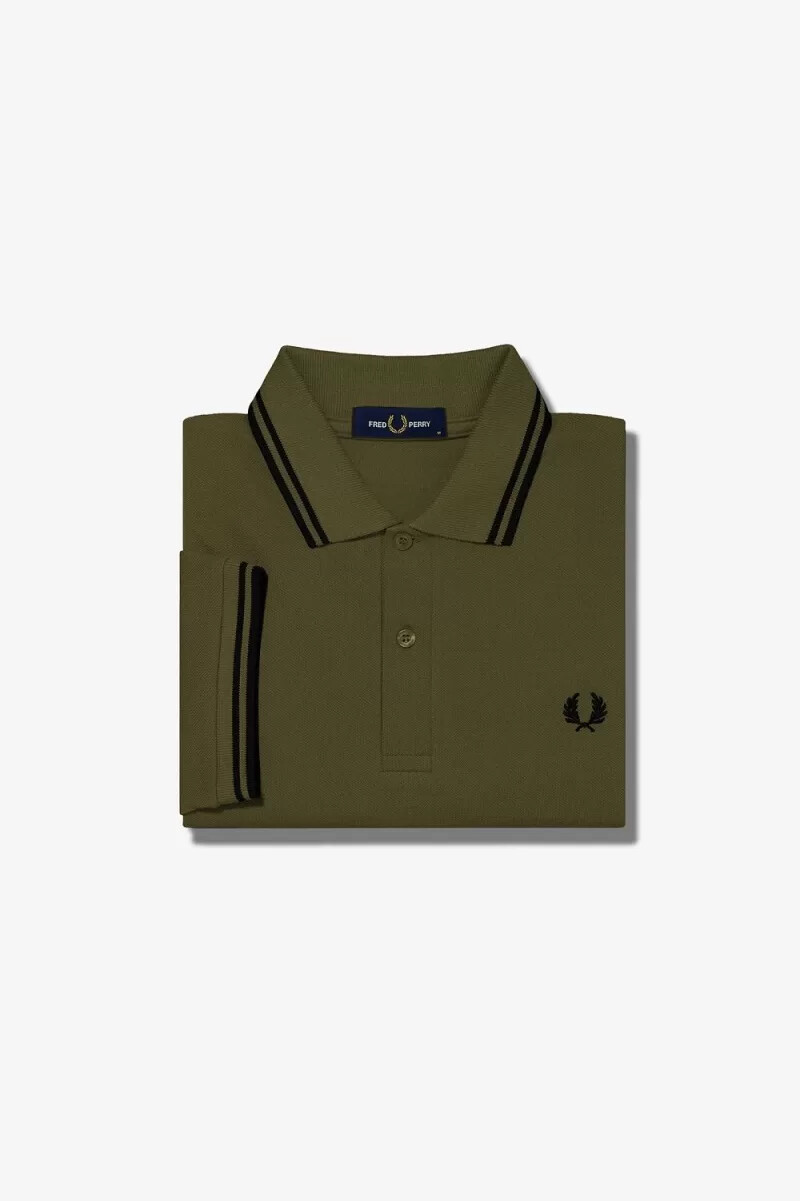 fred perry m3600 herrenhemd uniform grün schwarz
