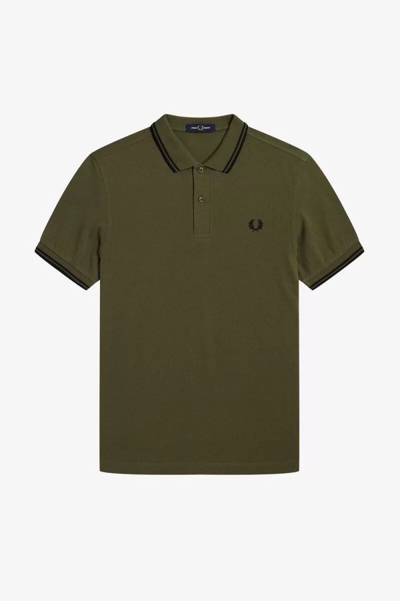 fred perry m3600 herrenhemd uniform grün schwarz