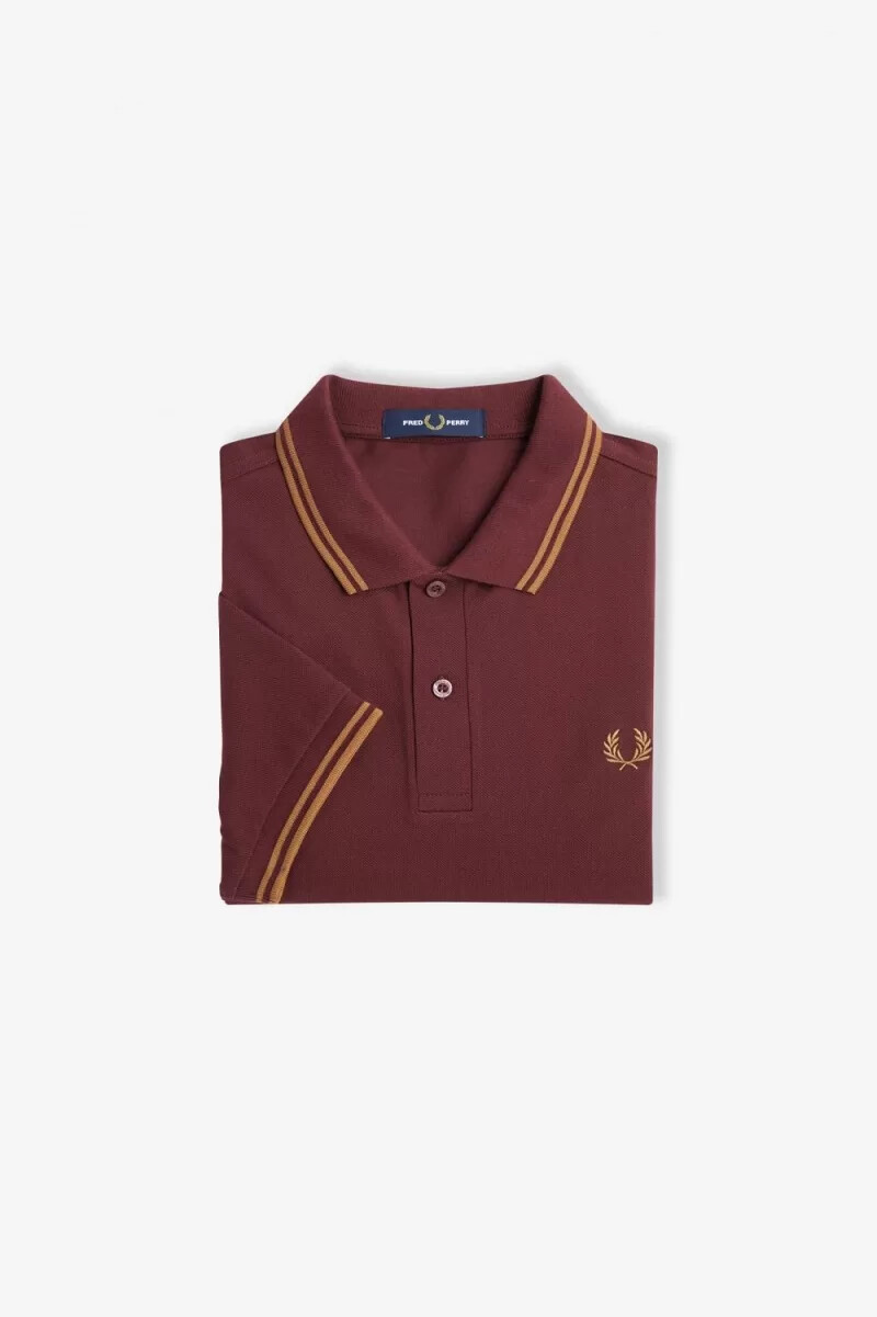 fred perry m3600 herrenhemd oxblood brown