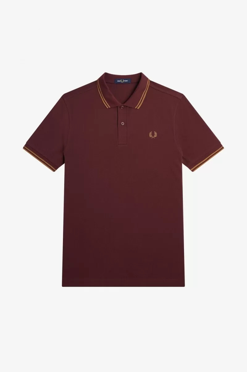 fred perry m3600 herrenhemd oxblood brown