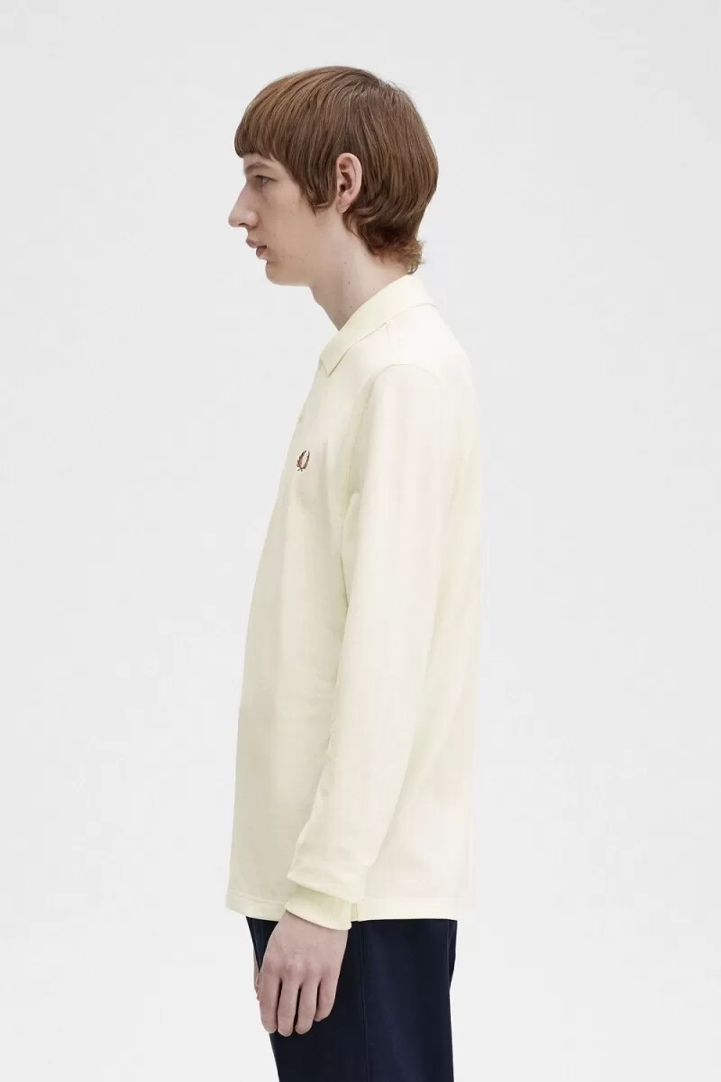 fred perry m6006 herrenhemd beige whisky braun