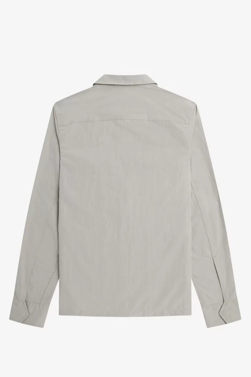 fred perry herrenhemd mit strukturierter oberfläche und reißverschluss grau