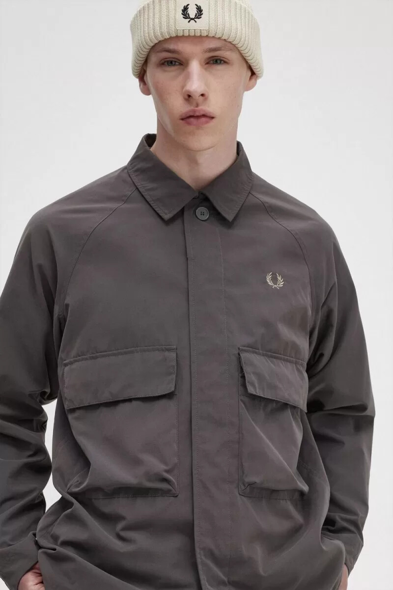 fred perry utility herrenhemd gunmetal