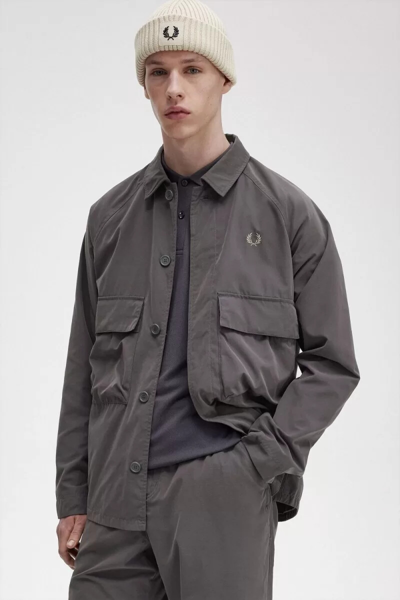 fred perry utility herrenhemd gunmetal