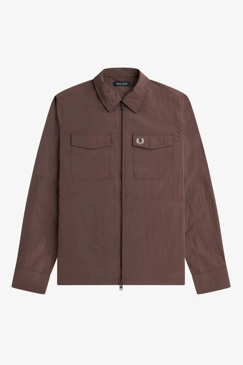 fred perry herrenhemd mit reißverschluss dunkelrot