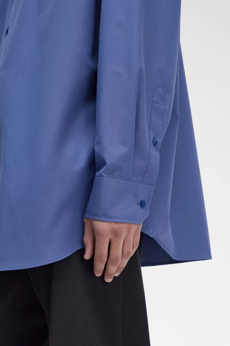 fred perry oversized utility herrenhemd königsblau