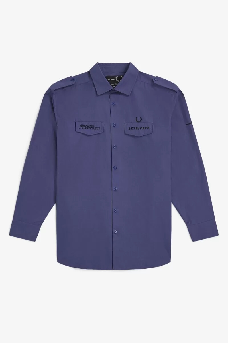 fred perry oversized utility herrenhemd königsblau