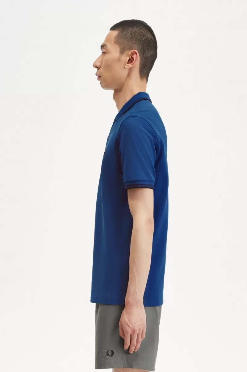 fred perry m3600 herrenhemd farbton schattiertes kobaltblau marineblau