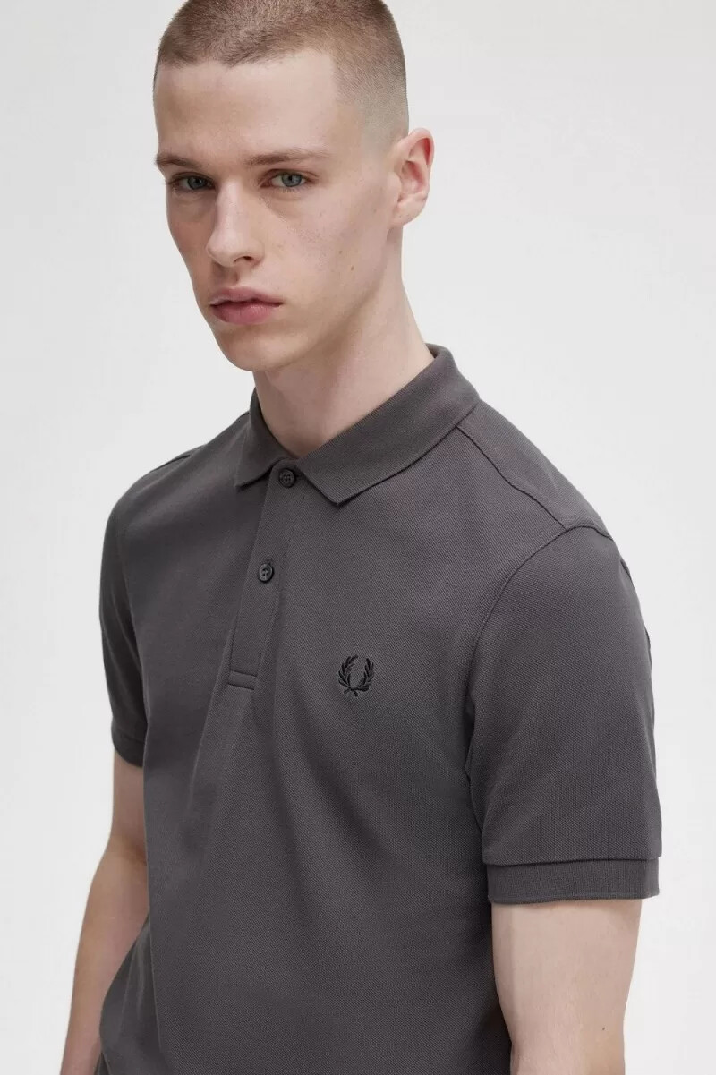 fred perry m6000 herrenhemd gunmetal schwarz