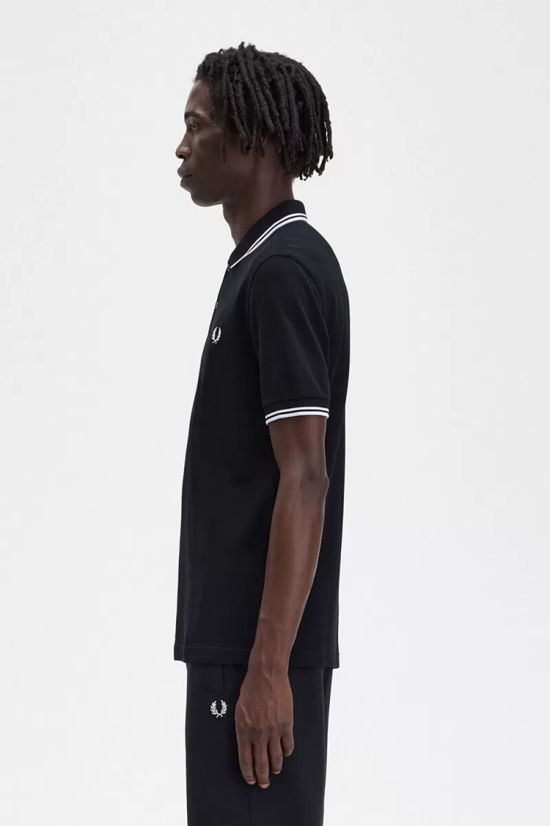 fred perry m3600 herrenhemd schwarz weiß