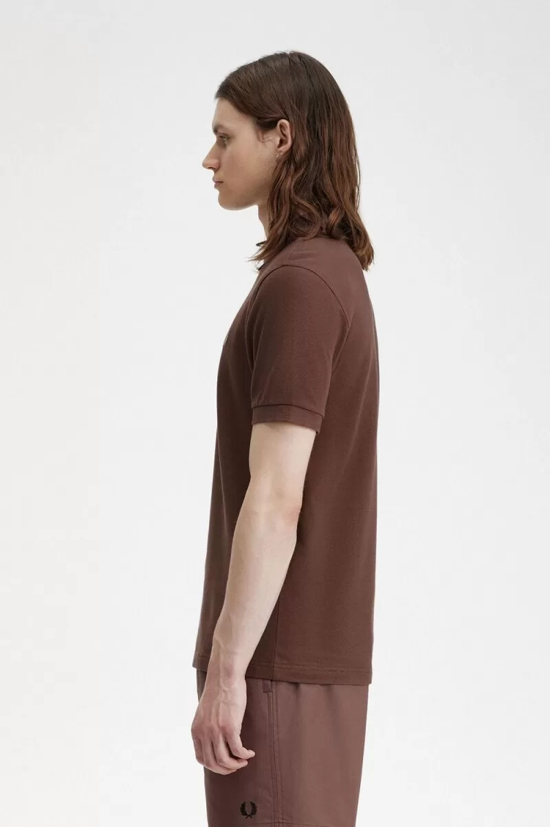 fred perry m6000 herrenhemd dunkelrot warmgrau