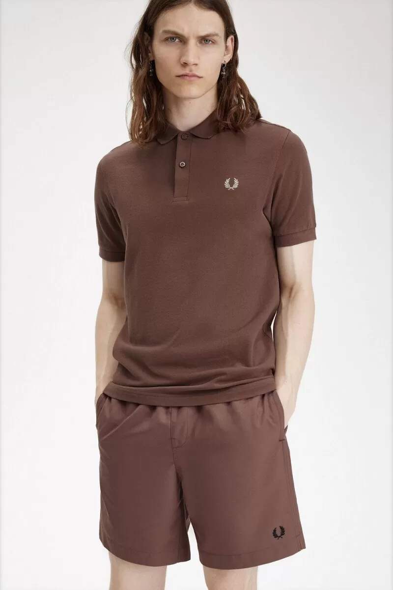 fred perry m6000 herrenhemd dunkelrot warmgrau