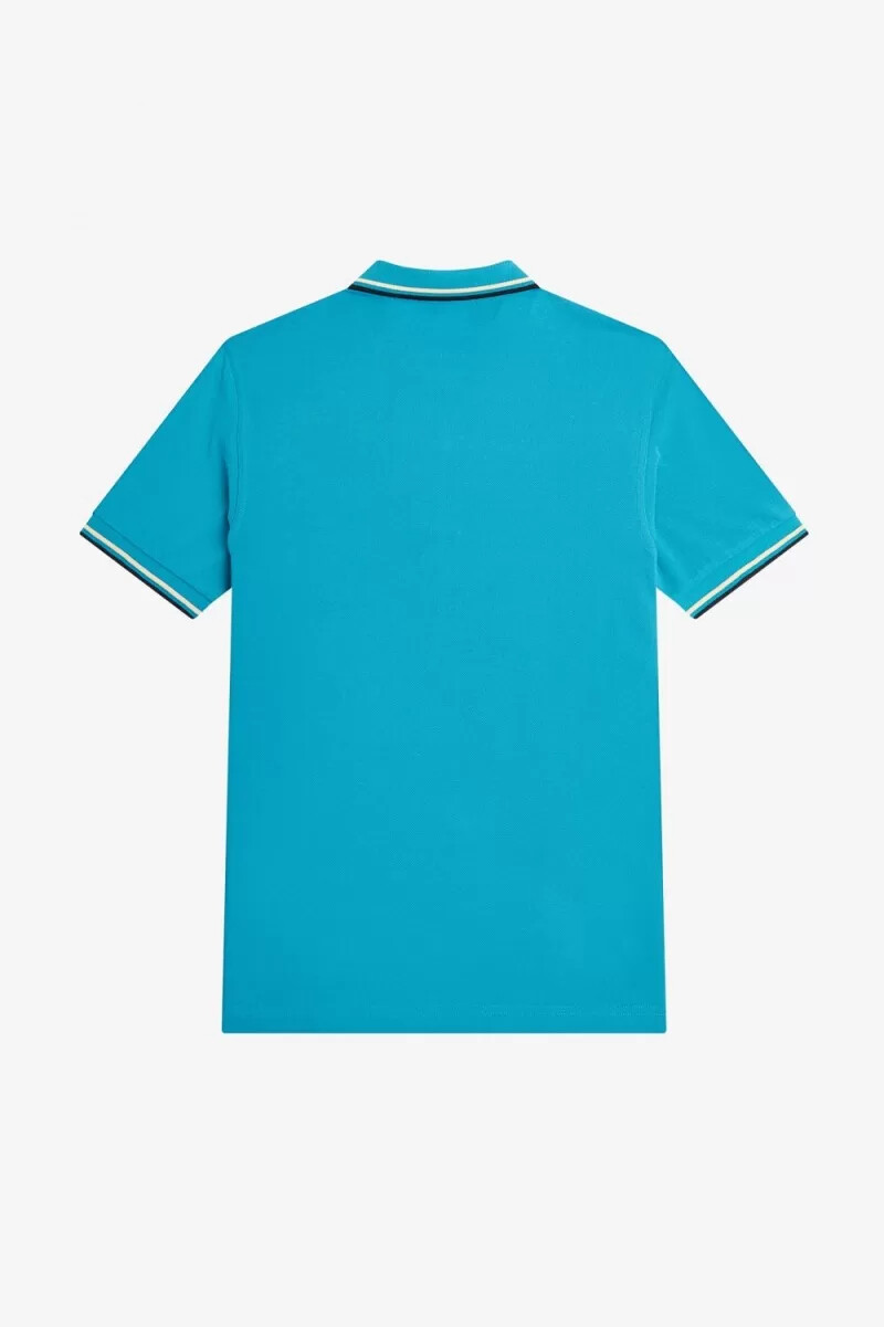 fred perry m3600 herrenhemd cyberblau aqua creme schwarz