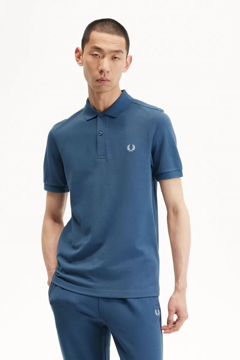 fred perry m6000 herrenhemd mitternachtsblau hellblau