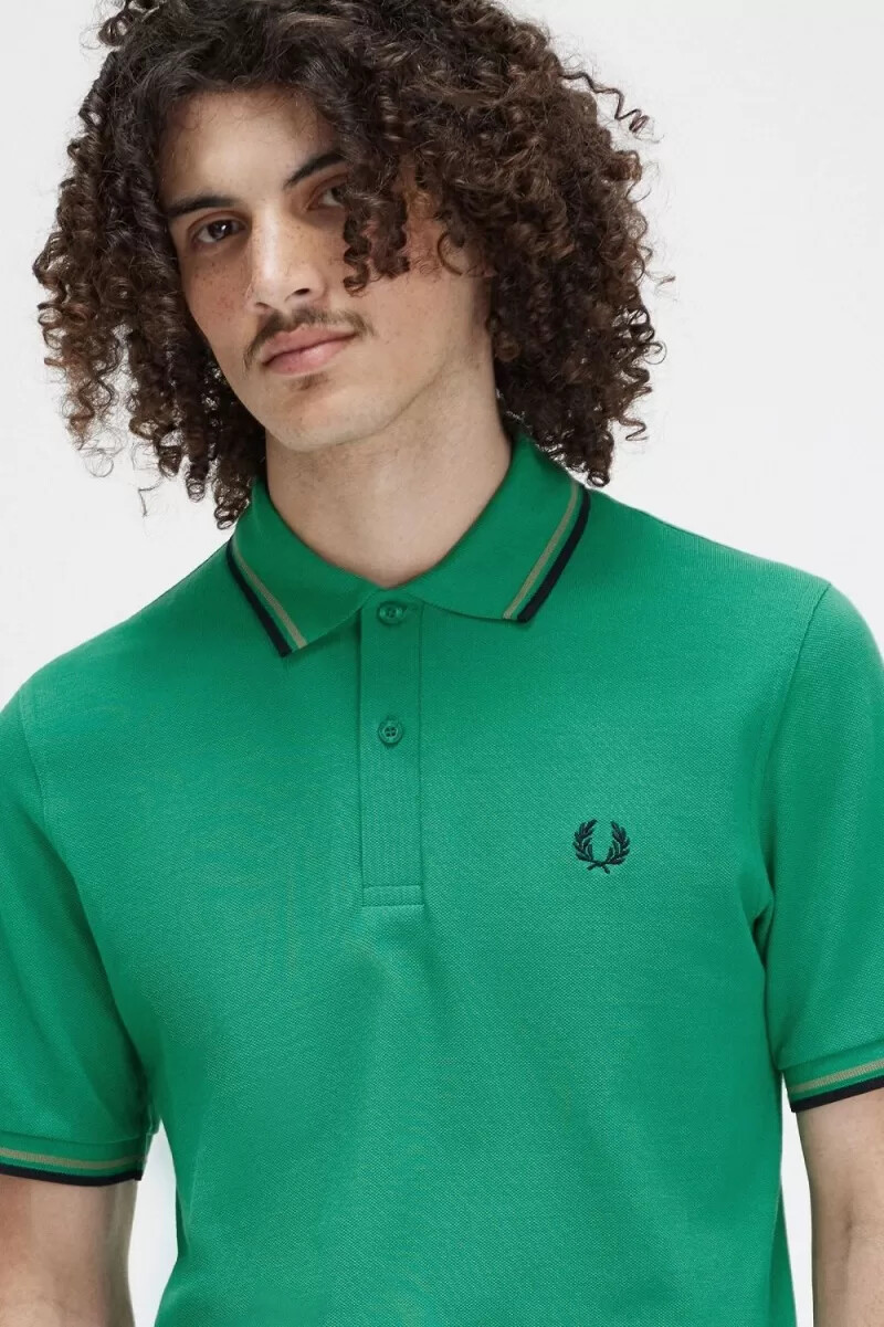 fred perry m12 herrenhemd grün feldgrün schwarz