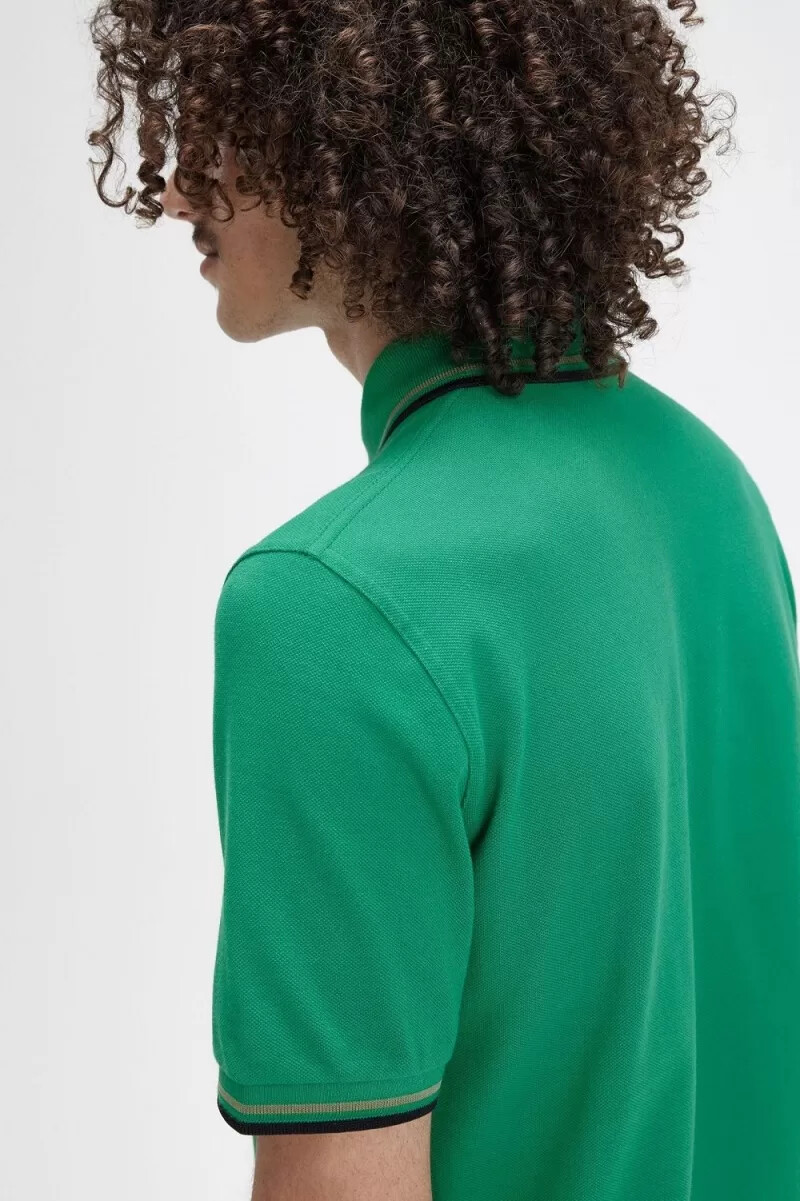 fred perry m12 herrenhemd grün feldgrün schwarz