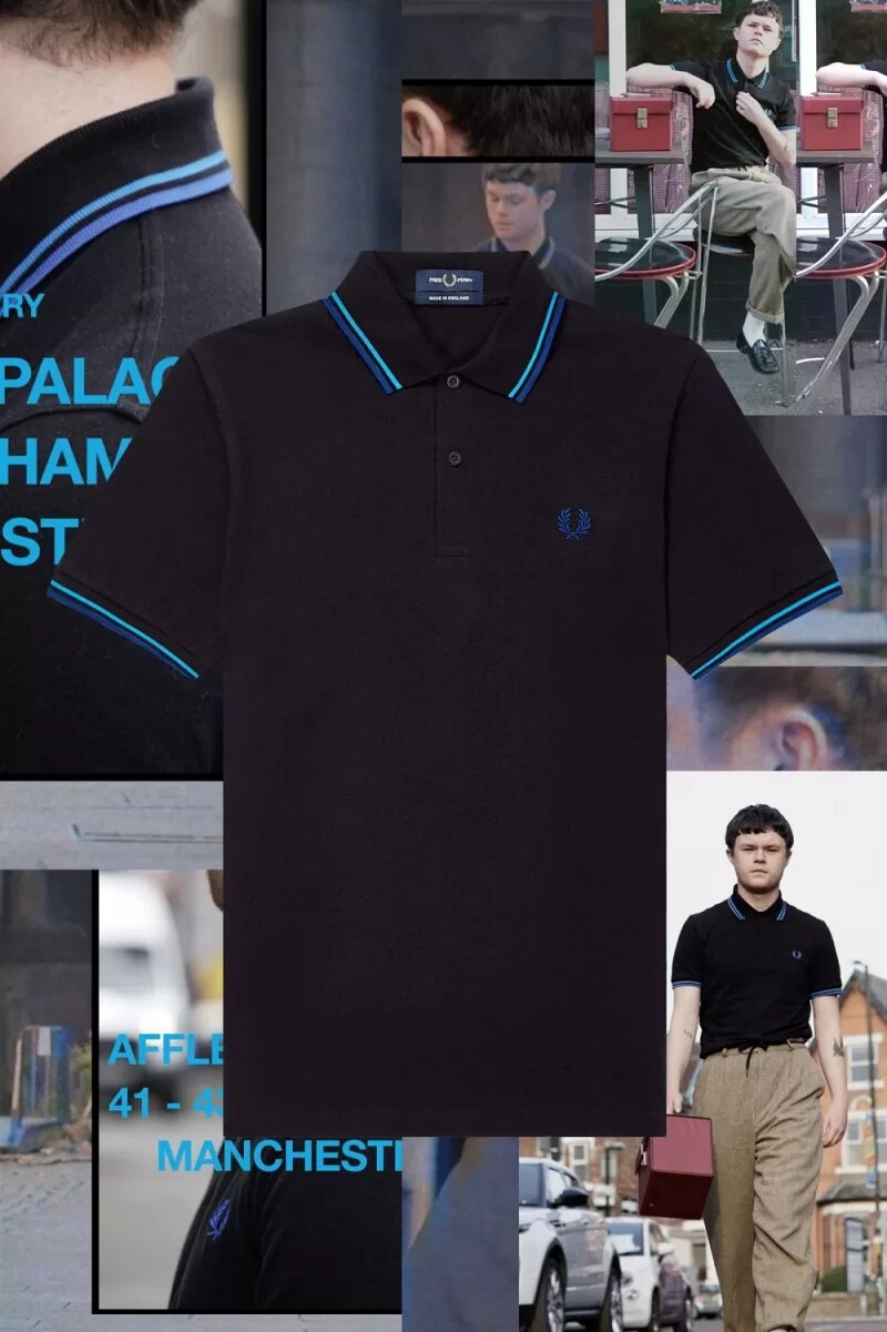 fred perry m12 herrenhemd schwarz blau