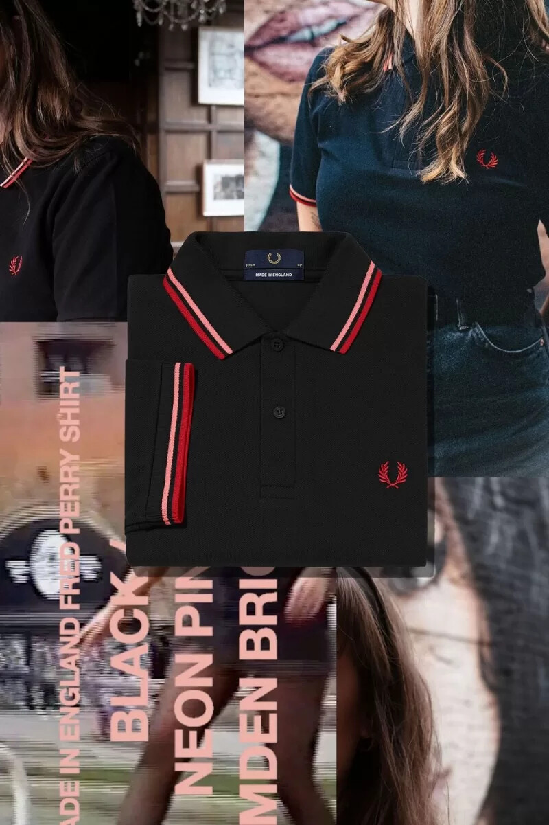 fred perry m12 herrenhemd schwarz koralle heat camden brick