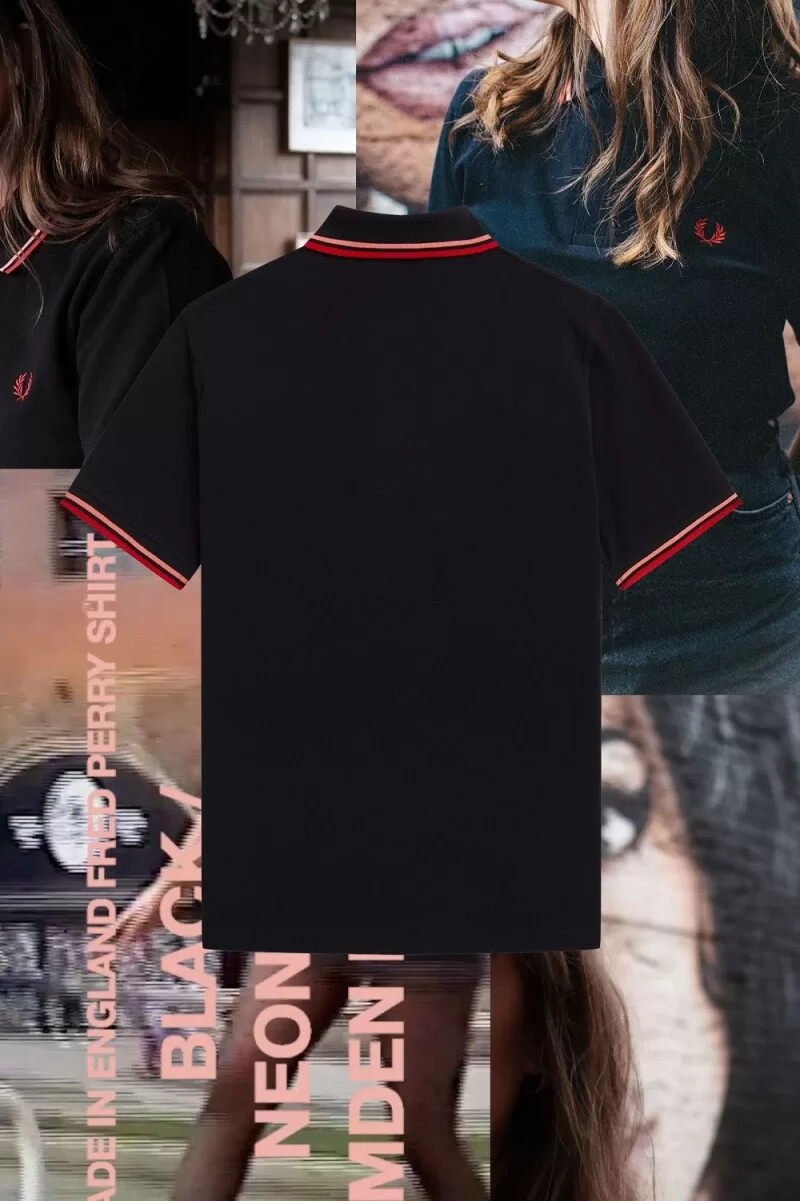 fred perry m12 herrenhemd schwarz koralle heat camden brick