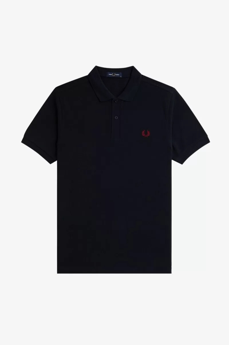 fred perry m6000 herrenhemd marineblau rot