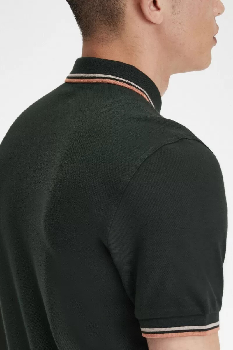 fred perry m3600 herrenhemd nachtgrün warmgrau hellrost
