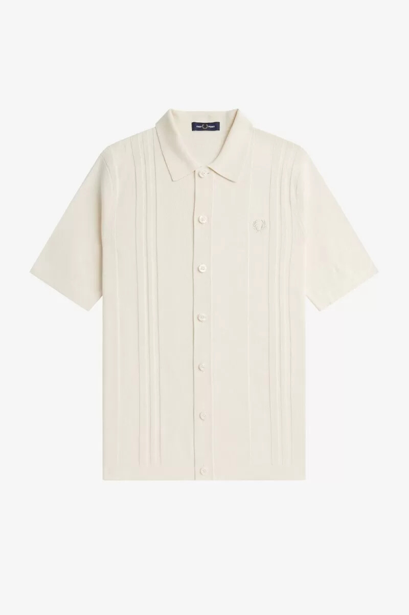 fred perry herrenhemd mit knopfleiste beige