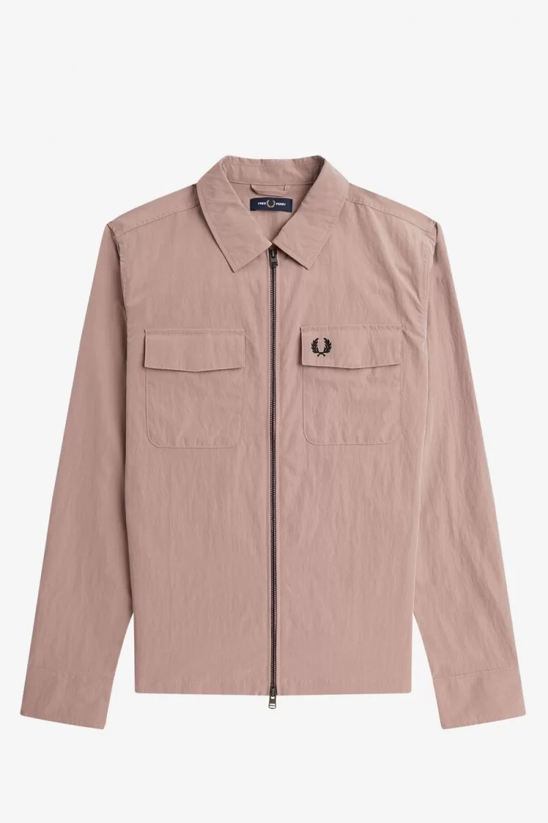 fred perry herrenhemd mit reißverschluss dunkelrosa