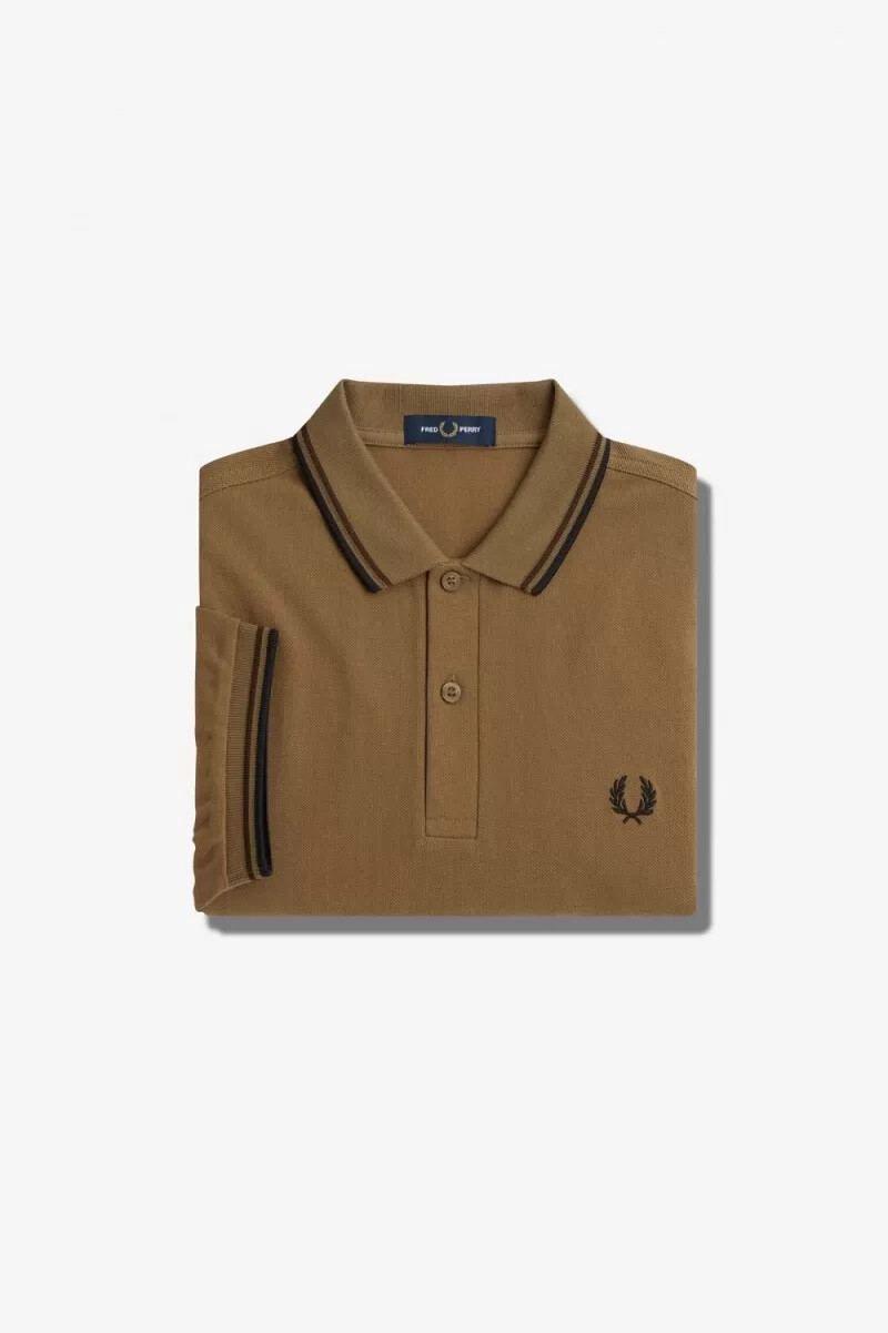 fred perry m3600 herrenhemd braun gebrannter tabak schwarz