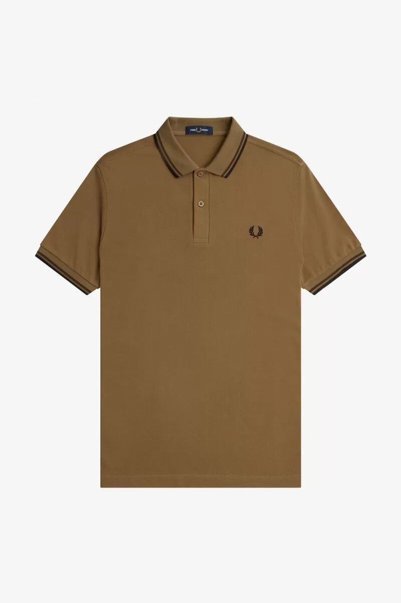 fred perry m3600 herrenhemd braun gebrannter tabak schwarz