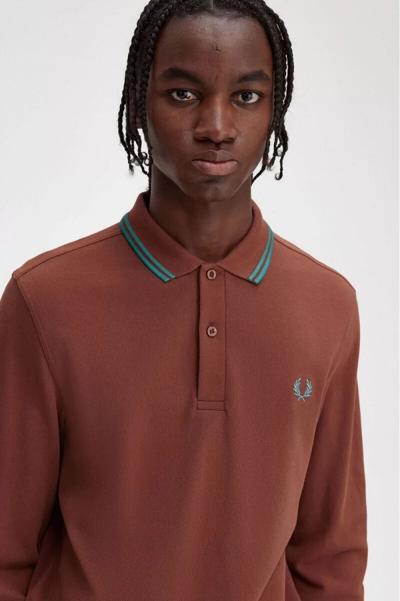 fred perry m3636 herrenhemd whiskybraun tiefmint