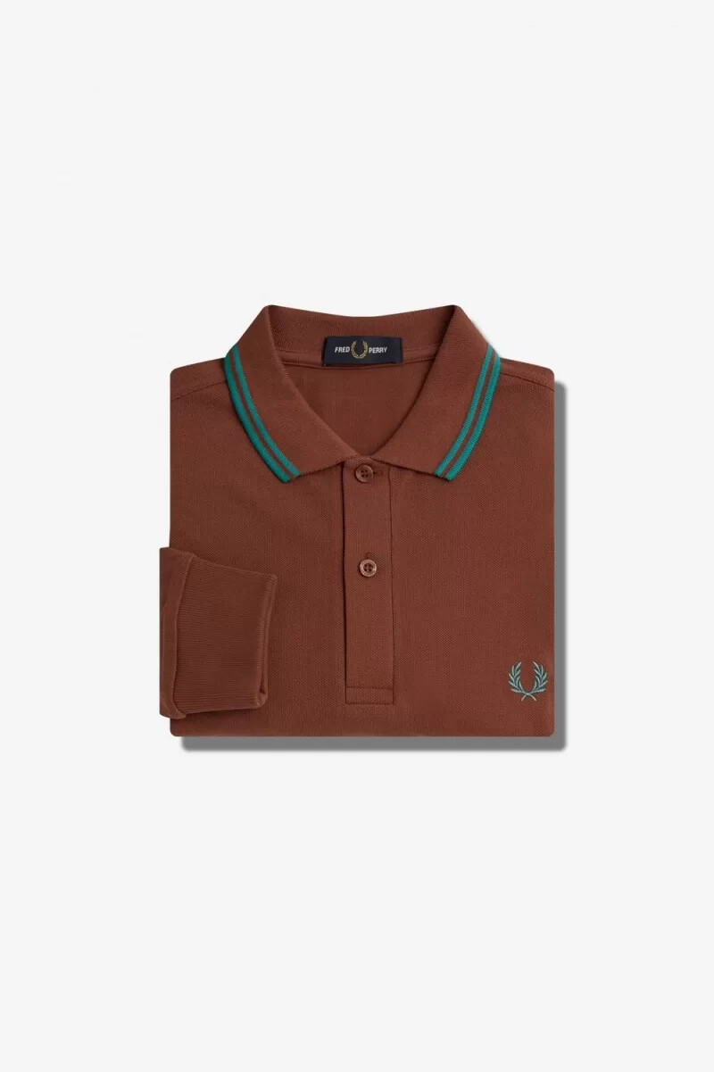 fred perry m3636 herrenhemd whiskybraun tiefmint