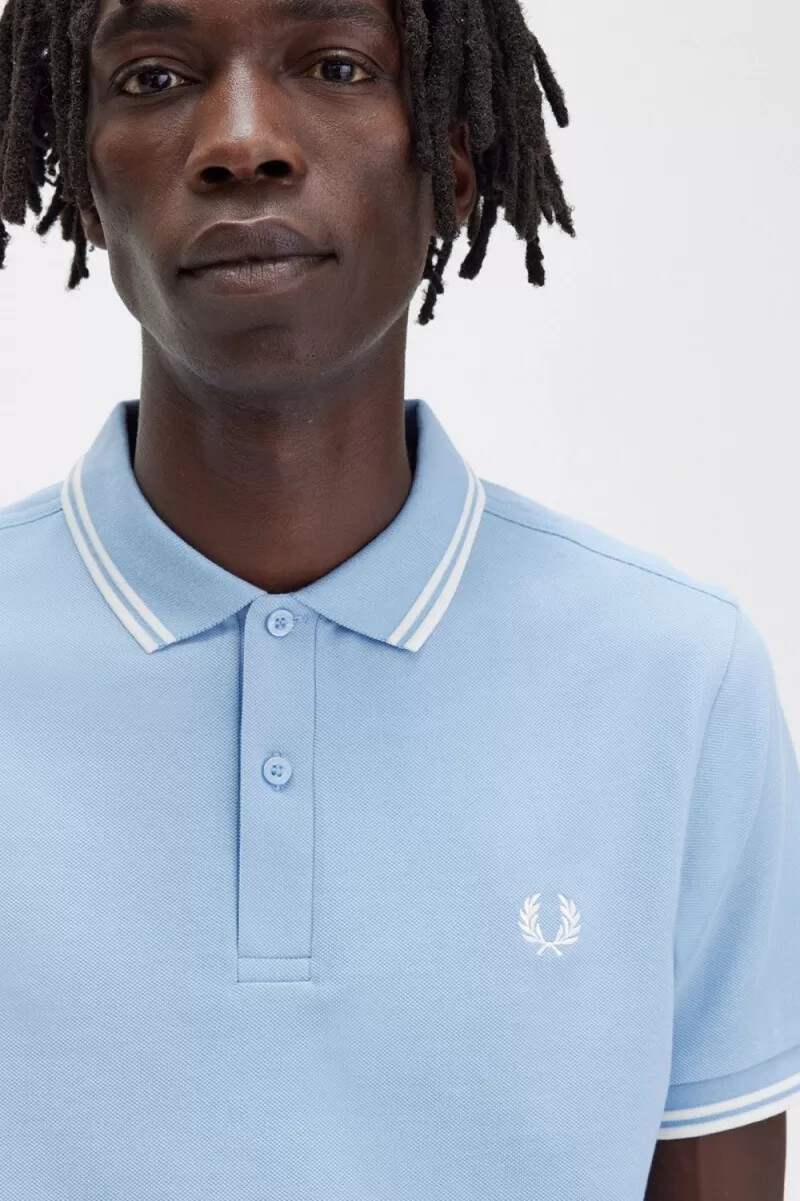 fred perry m3600 herrenhemd himmelblau schneeweiß
