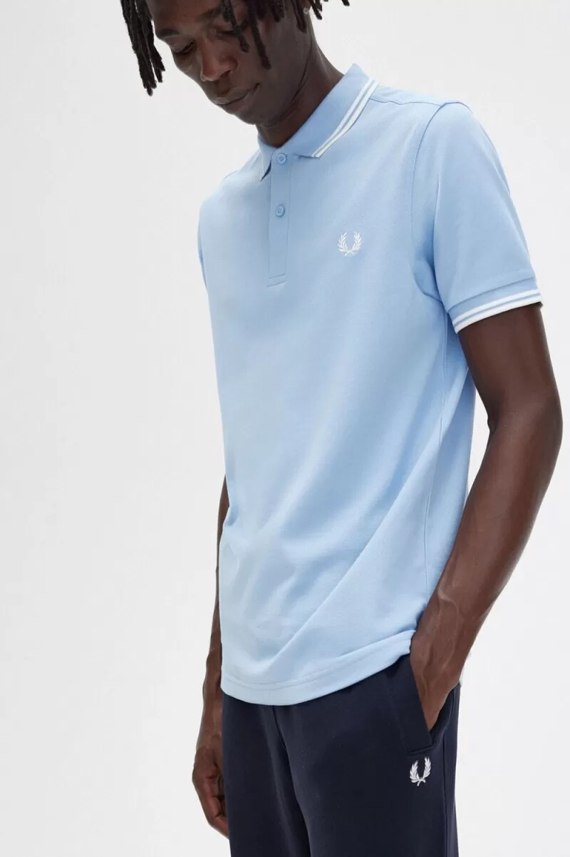fred perry m3600 herrenhemd himmelblau schneeweiß