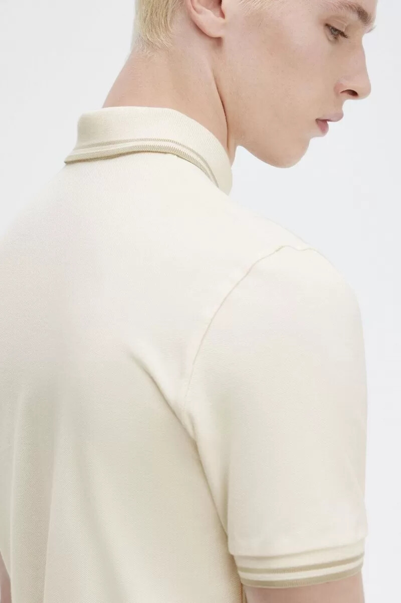fred perry m12 herrenhemd beige haferflocken