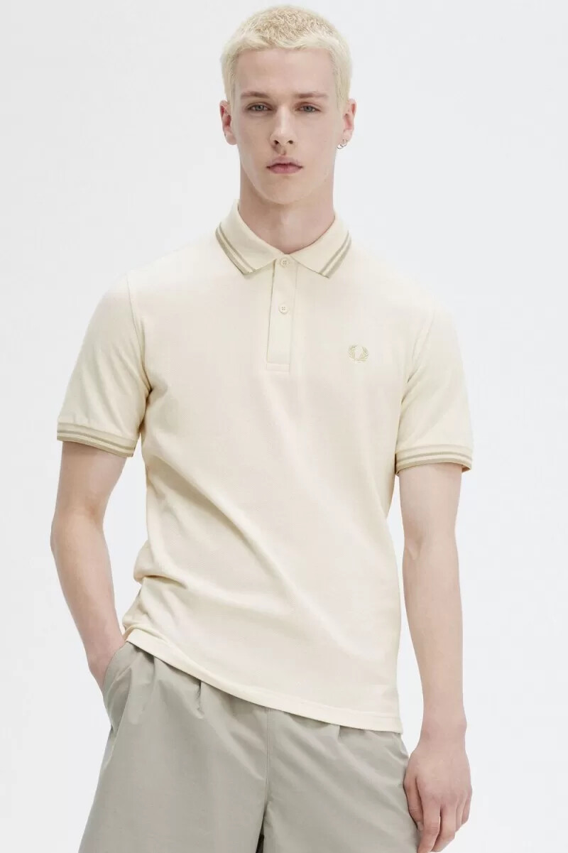 fred perry m12 herrenhemd beige haferflocken