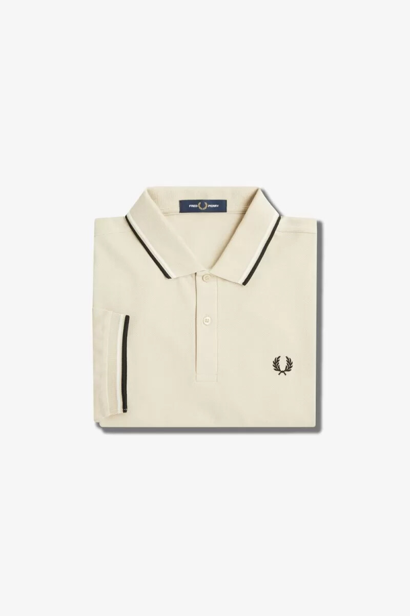 fred perry m3600 herrenhemd haferflockenbeige schwarz