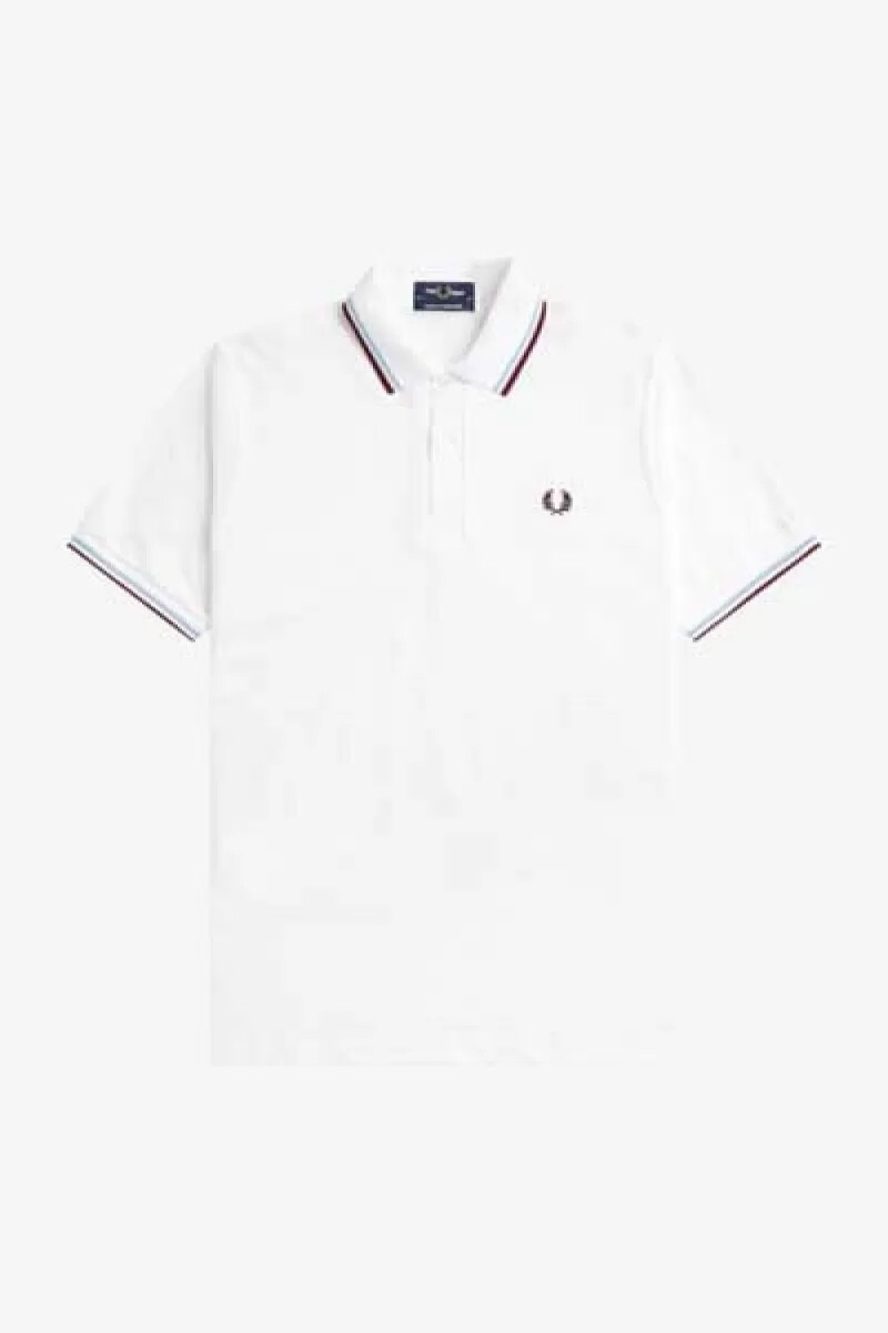 fred perry m12 herrenhemd weiß aqua kastanienbraun