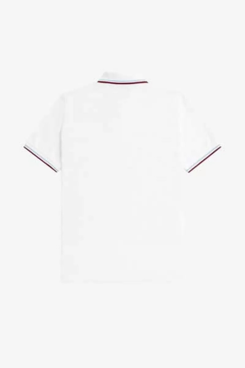 fred perry m12 herrenhemd weiß aqua kastanienbraun