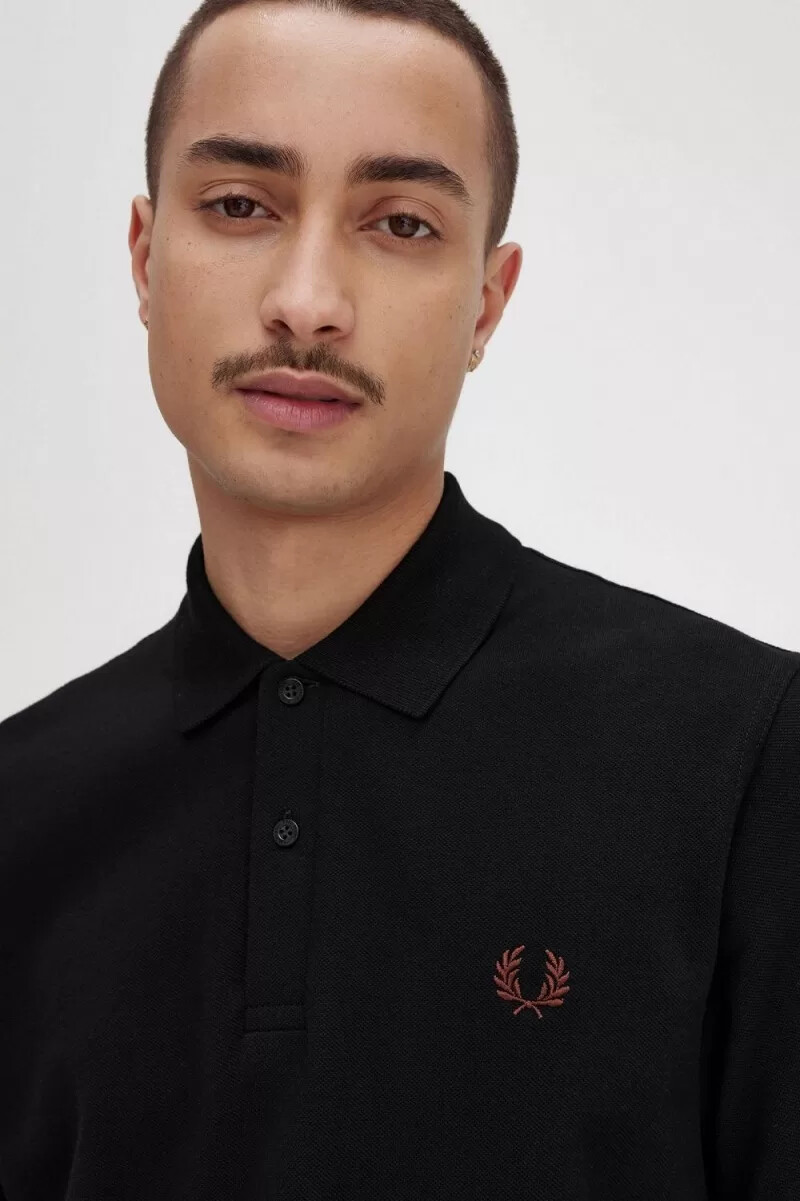 fred perry m3 herrenhemd schwarz whisky braun