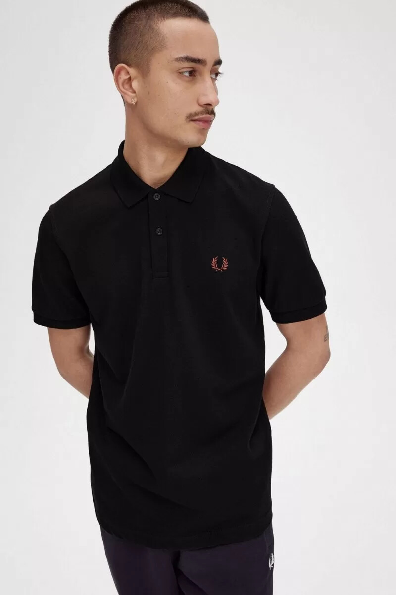 fred perry m3 herrenhemd schwarz whisky braun